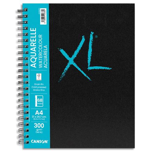 Carnet de 34 feuilles Canson XL Book Aquarelle - Format A4 - 300 grammes, grain fin - Spirale grand ct