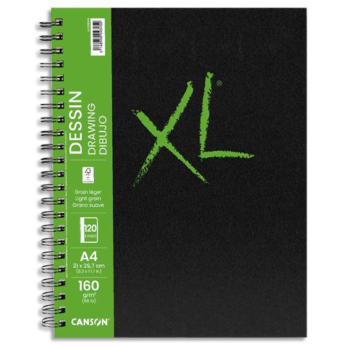 Carnet de 60 feuilles Canson XL Book Dessin - Fomat A4 - 160 grammes, grain lger - Spirale grand ct