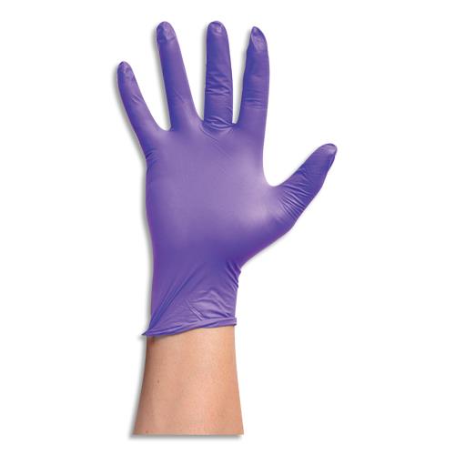 Bote 100 gants nitrile violet touch textur amlior 100% synthtique - Sans protine latex - Taille L