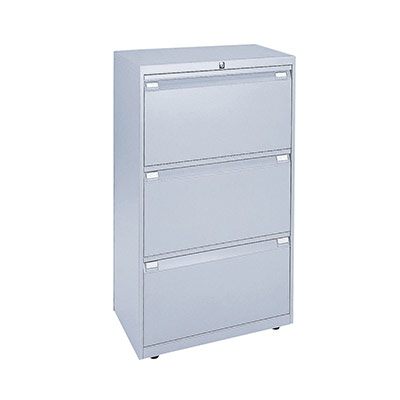 Crdence 3 tiroirs H. 100 x L. 80 x P. 47 cm finition gris aluminium