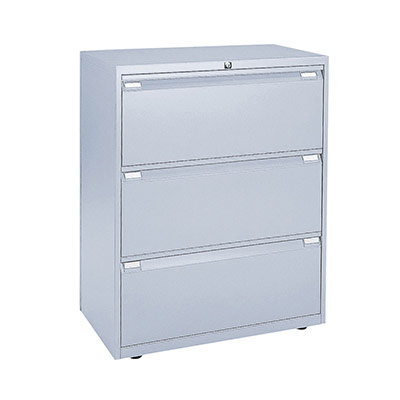 Crdence 3 tiroirs H. 100 x L. 120 x P. 47 cm finition gris aluminium
