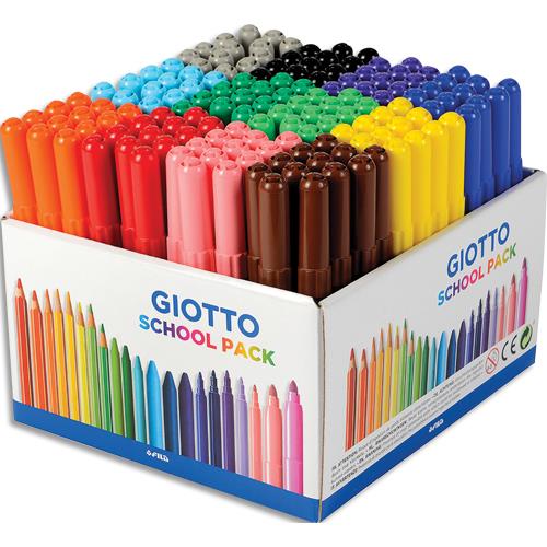 Schoolpack de 144 feutres Giotto Turbo Maxi - pointe large - couleurs assorties