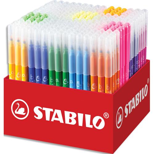 Schoolpack carton de 240 feutres de coloriage Stabilo Trio A-Z - 12 coloris assortis - bote en carton