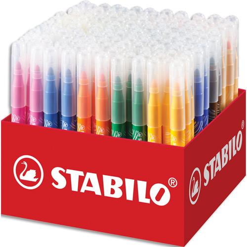 Maxi schoolpack de 140 feutres de coloriage Stabilo pointe large Power Max - Bote en carton - Couloris assortis