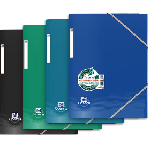 Chemise 3 rabats  lastique Oxford Oceanis Recycle en polypropylne 5/10e, format A4, coloris assortis