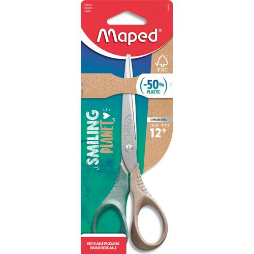 Ciseaux Maped Shape 16 cm Smiling Planet en blister mix compos  50% de fibres de bois FSC