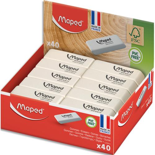 Display de 40 gommes  dessin Maped regular FSC - livr en prsentoir