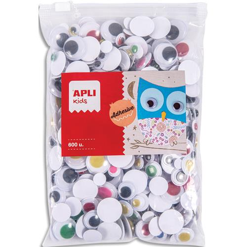 Sachets de 600 yeux mobiles ronds adhsifs Apli Kids couleurs assorties