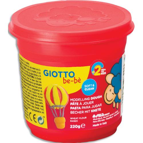 Pot de 220 grammes de pte  jouer Giotto couleur rouge, livr par lot de 8