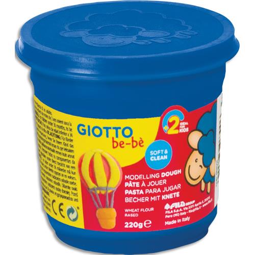 Pot de 220 grammes de pte  jouer Giotto couleur bleu, livr par lot de 8