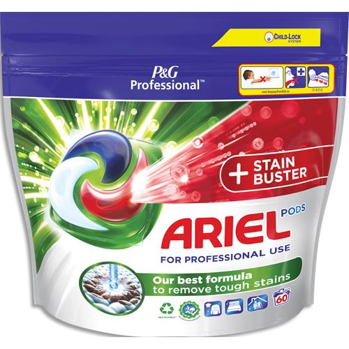 Sachet 60 doses de lessive liquide Ariel concentre 3 en 1 Pods Ultra dtachant formule professionnelle