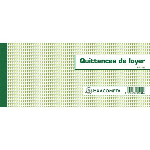 Carnet  souche Quittances de loyer Exacompta 10,1x16,5cm - 50 feuillets - Format horizontal
