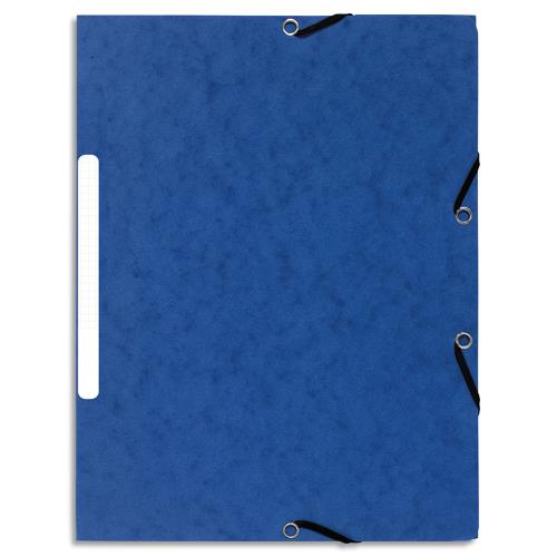 Chemise 3 rabats et lastique Exacompta carte marbre recycle 4/10e 355gr. Format 24x32cm. Coloris Bleu