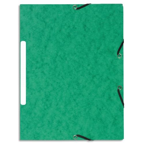 Chemise 3 rabats et lastique Exacompta carte marbre recycle 4/10e 355gr. Format 24x32cm. Coloris Vert