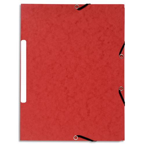 Chemise 3 rabats et lastique Exacompta carte marbre recycle 4/10e 355gr.Format 24x32cm.Coloris Rouge