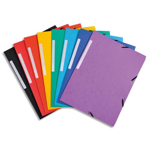 Chemise 3 rabats et lastique Exacompta carte marbre recycle 4/10e 355gr.Format 24x32cm.Coloris Assorti