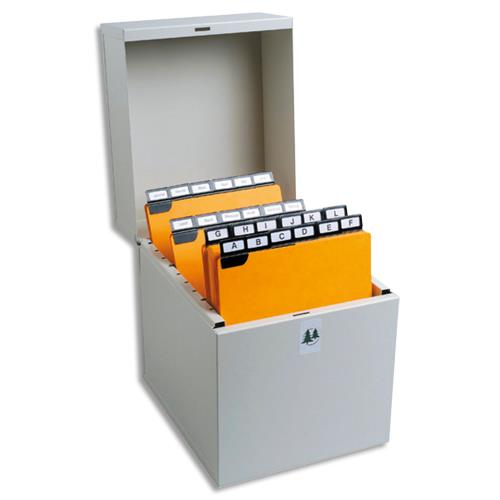 Bote  fiche Exacompta Metalib pour 500 fiches verticales (portrait) 148x105mm  150x105mm. Coloris Gris