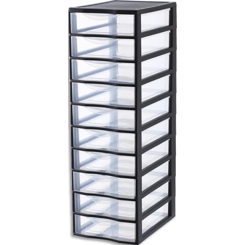 Tour plastique Orgamix Sundis 10 tiroirs 36,5 x h81,5 x 26 cm Systme d'arrt  l'ouverture