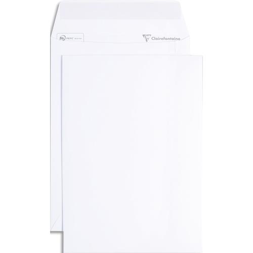 Paquet de 50 pochettes Clairefontaine vlin Blanc auto-adhsives 120g format C5 162 x 229 mm