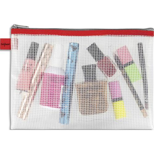 Pochette A5 Fourre-Tout Renforce ''Eva Mesh'' Snopake, Zip mtal, 3 coloris : jaune, bleu, rouge