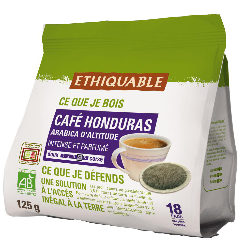 Paquet de 18 dosettes de café Honduras, compatible SENSEO