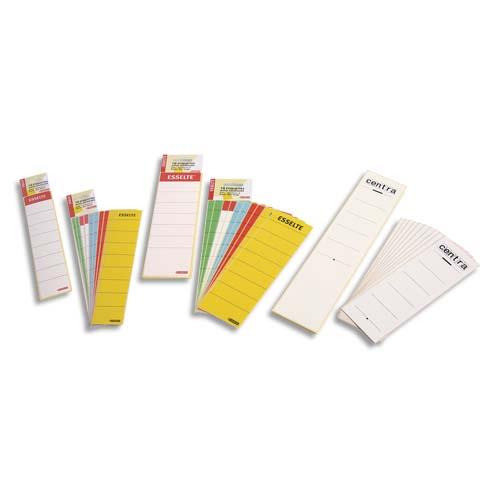 Etiquettes adhsives Esselte - pour classeur  levier -  dos large - coloris blanc - sachet de 10