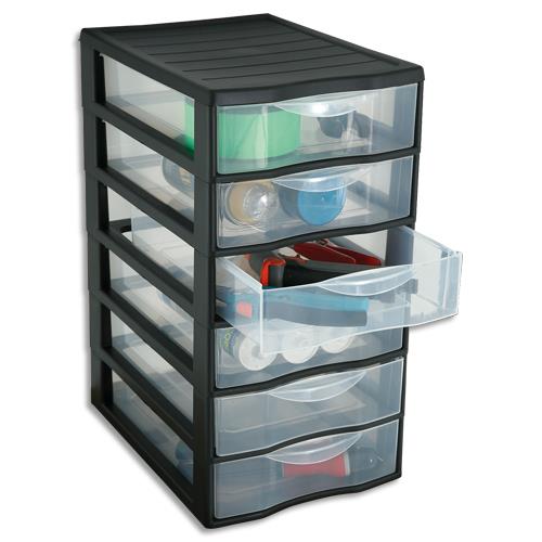 Tour plastique Orgamix Sundis 6 tiroirs. 36,5xh50x26cm Systme d'arrt  l'ouverture