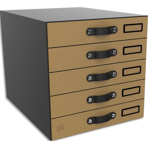 Module de classement Oxford Savana 5 tiroirs en carton recycl, dimensions (lxhxp): 28x27x36 cm, coloris kraft/noir