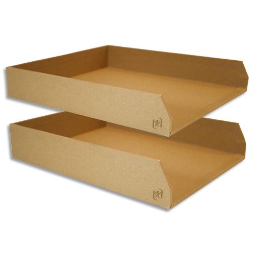 Lot de 2 corbeilles courrier A4+ Oxford Savana en carton recycl, dimensions (lxhxp): 26x10x31 cm, coloris kraft