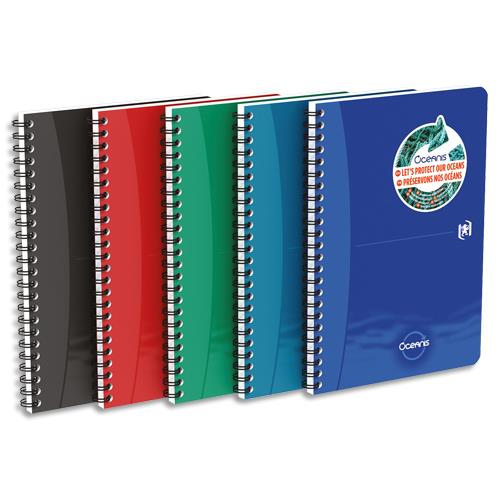 Cahier polypropylne spirale Oxford Oceanis, A5, 180 pages, lign 7mm, coloris assortis