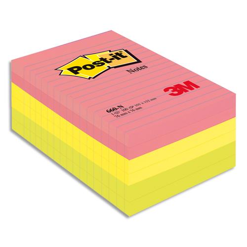 Bloc Notes Post-it Quadrillé Jaune - 100 Feuilles 102x152 Mm - Idéal Listes Et Rappels