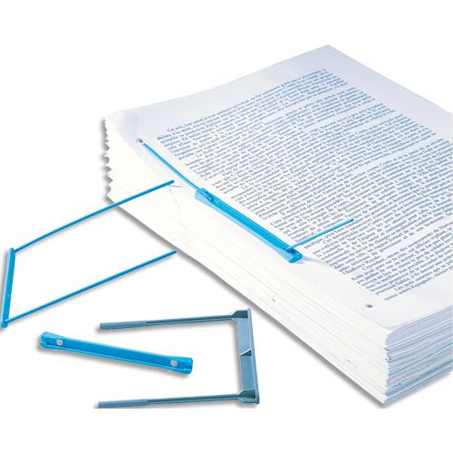 Bote de 50 relieurs plastique Fast 10 cm pour archivage de documents perfores. Coloris bleu