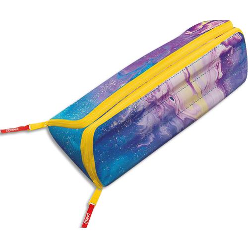 Trousse xxL double compartiments Maped, rversible et personnalisable. Marbling rose