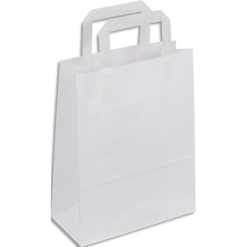 Paquet de 50 sacs blanc blanc poignes plates 180 + 80 x 220 mm