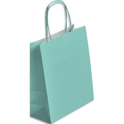 Paquet de 50 sacs kraft argent poignes torsades 180 + 80 x 220 mm