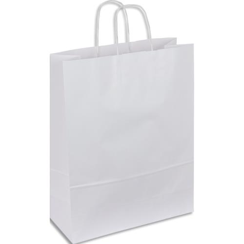 Paquet de 50 sacs kraft blanc poignes torsades 180 + 80 x 220 mm