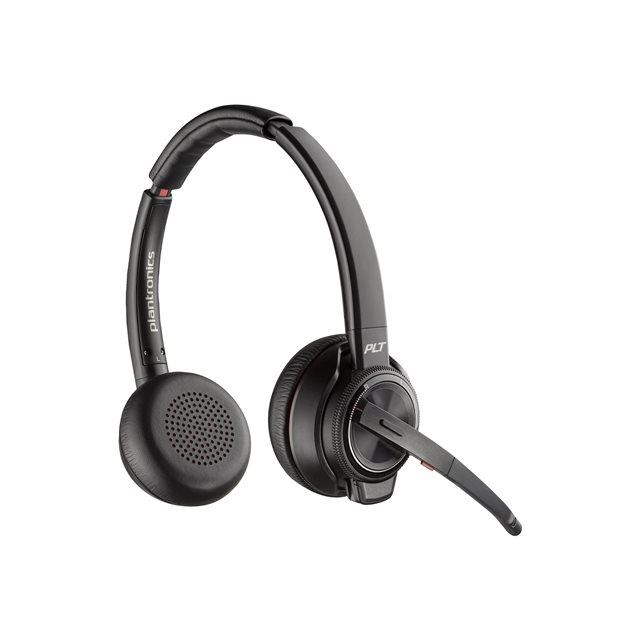 Poly Savi 8220 - Savi 8200 series - micro-casque - sur-oreille - DECT / Bluetooth - sans fil - USB-A via adaptateur Bluetooth - noir - Certifi� pour Microsoft Teams, certifi� UC