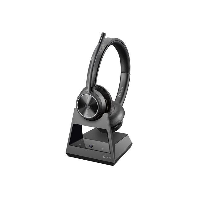 Poly Savi 7320 - Savi 7300 series - micro-casque - sur-oreille - DECT - sans fil - USB-A via adaptateur DECT - noir - certifi UC