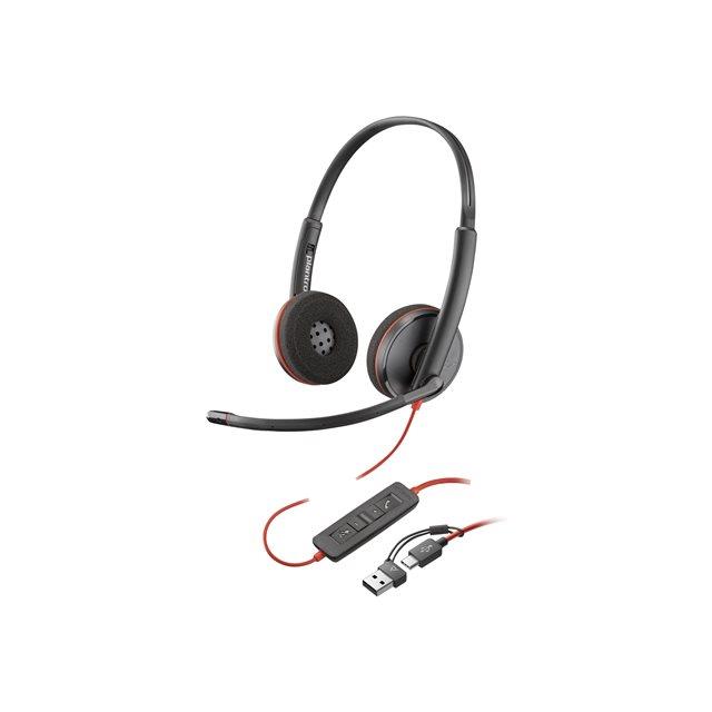 Poly Blackwire 3220 - Blackwire 3200 Series - micro-casque - sur-oreille - filaire - USB-C - noir - Certifi Skype, Certifi Avaya, certifi Cisco Jabber, certifi UC