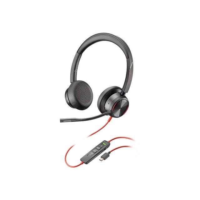 Poly Blackwire 8225 - Blackwire 8200 series - micro-casque - sur-oreille - filaire - Suppresseur de bruit actif - USB-C - noir - certifi Zoom, certifi UC
