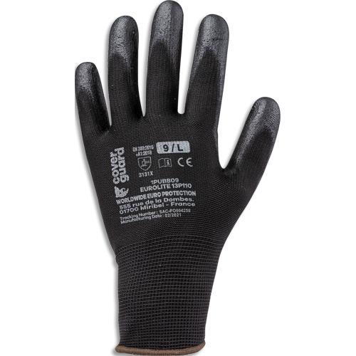 Paire gants manutention lgre Coverguard, enduction palmaire PU, confort, dextrit, respirabilit T10