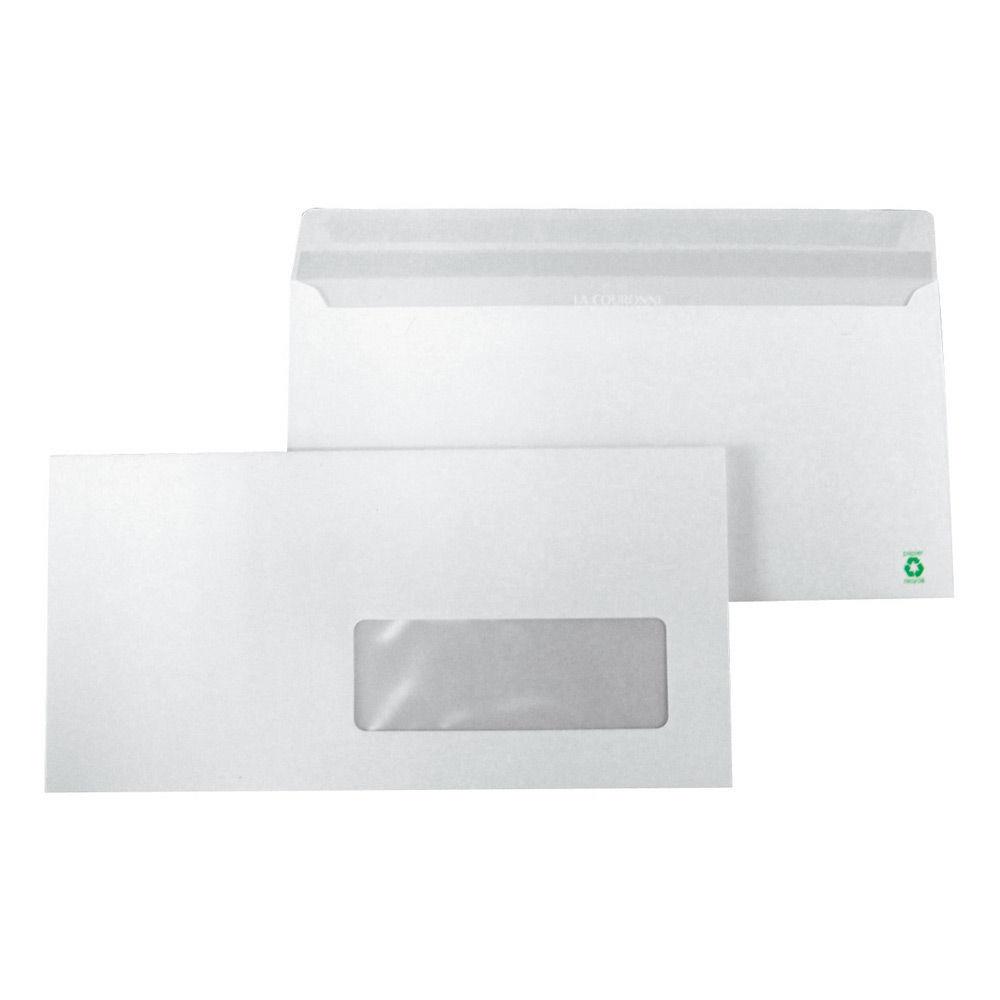 Enveloppe La Couronne - papier vlin blanc - format DL - 110 x 220 mm - avec fentre - 80 g/m - fermeture autocollante - blanc (paquet 500 units)