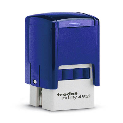 Tampon Trodat 4921 personnalisable - utilisation bureau - format 12x12 mm - bleu