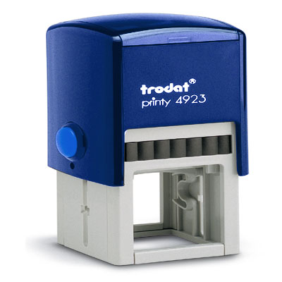 Tampon Trodat 4923 personnalisable - utilisation bureau - format 30x30 mm - bleu