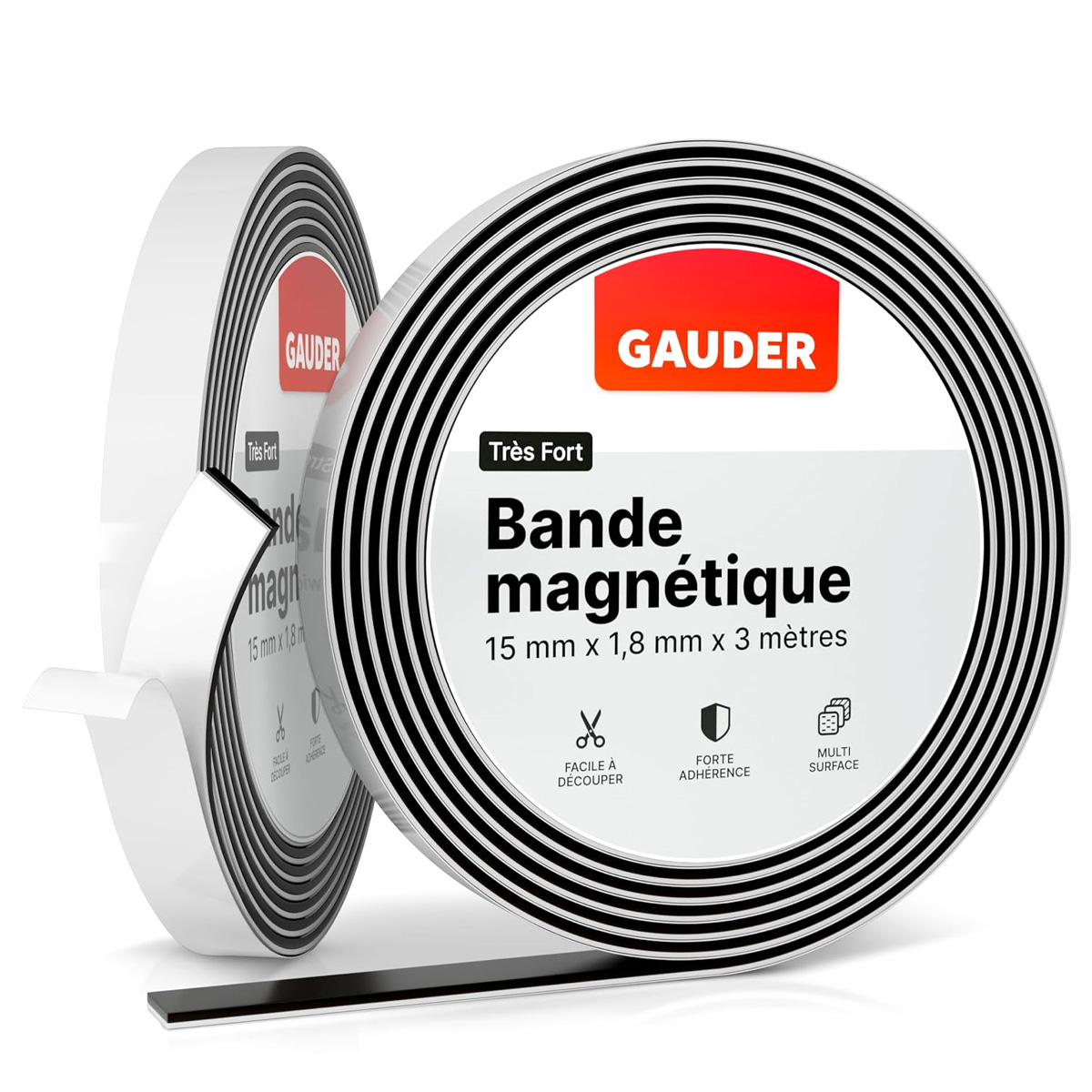 Bande Magntique Autocollante Forte Gauder - 15 mm x 3 m