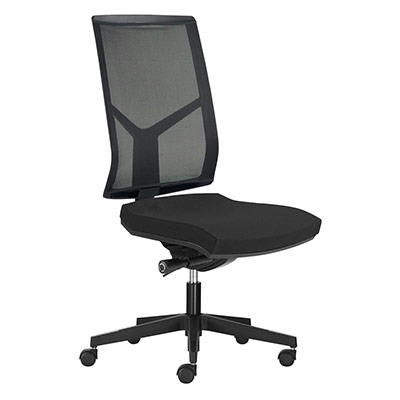 Sige de bureau  roulettes Opus - dossier rsille noire - assise tissu gris orage - synchrone ergonomique - pitement nylon noir