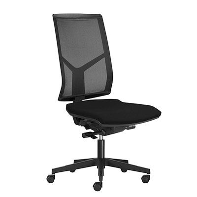 Sige de bureau  roulettes Opus - dossier rsille noire - assise tissu noir - synchrone - pitement nylon noir