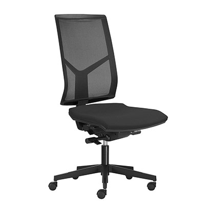 Sige de bureau  roulettes Opus - dossier rsille noire - assise tissu gris orage - synchrone - pitement nylon noir