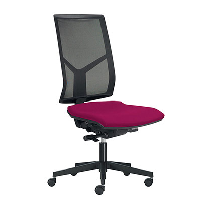 Sige de bureau  roulettes Opus - dossier rsille noire - assise tissu fuschia - synchrone - pitement nylon noir