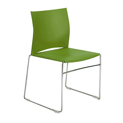 Lot de 2 chaises Feely assise et dossier en  polypro vert - structure en tube d'acier chrom o 11 mm - pices d'accroche intgres